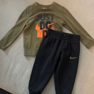 Nike Kids Olive and Black Jogger Set